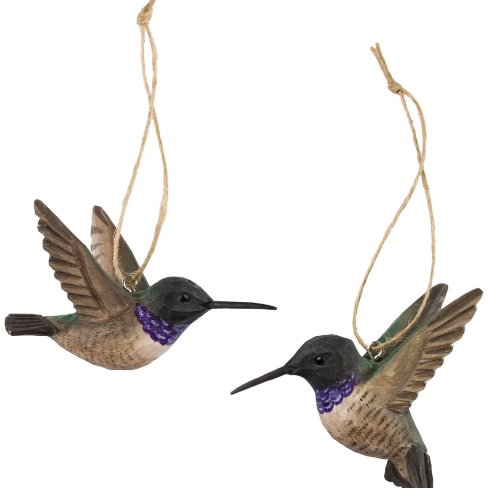 Dekoracja drewniana wisząca kolibry fioletowe