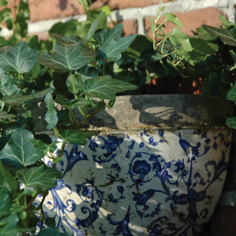 Donica ceramiczna podwieszana niebiesko-biała