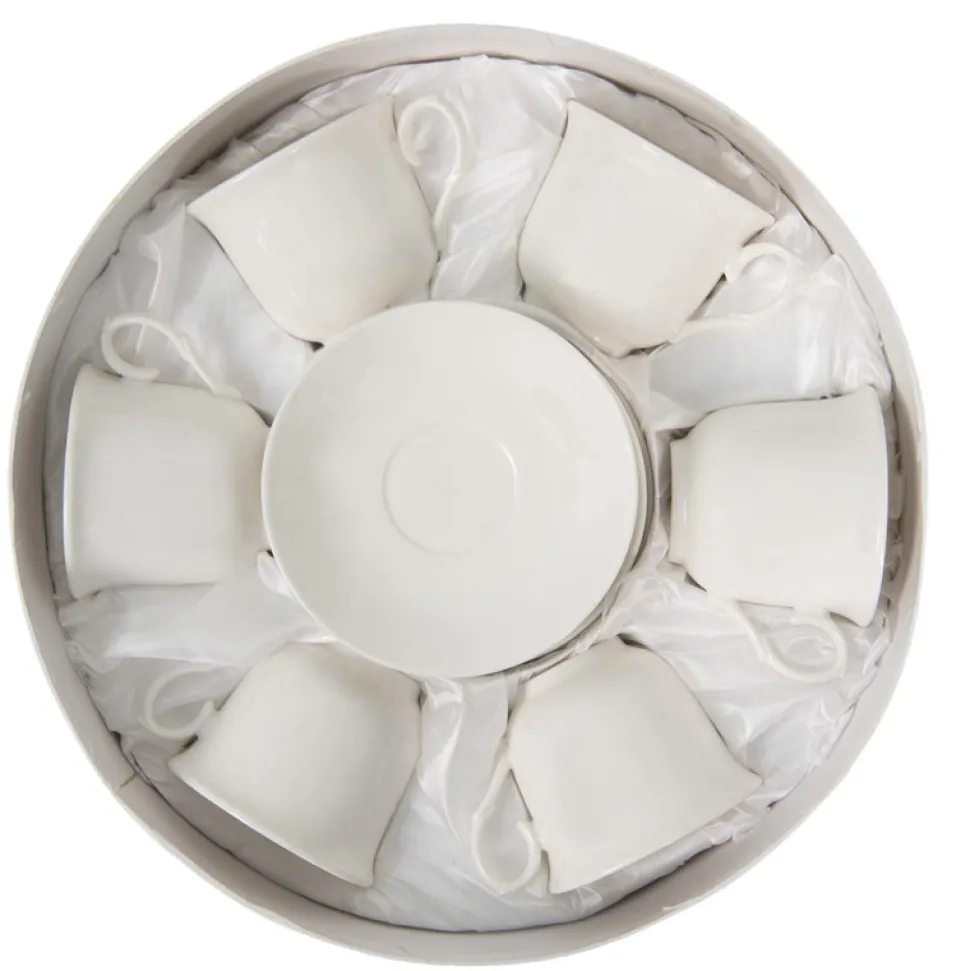 Filiżanka porcelanowa biała romantyczna komplet 6 szt.
