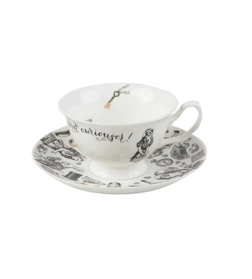 Filiżanka porcelanowa ze spodkiem Alicja w Krainie Czarów 210 ml