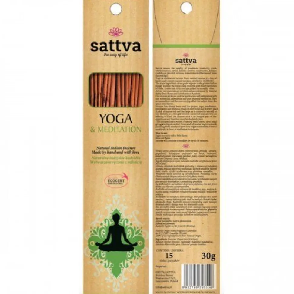Kadzidło naturalne SATTVA AYURVEDA INSENCE YOGA & MEDITATION 30G