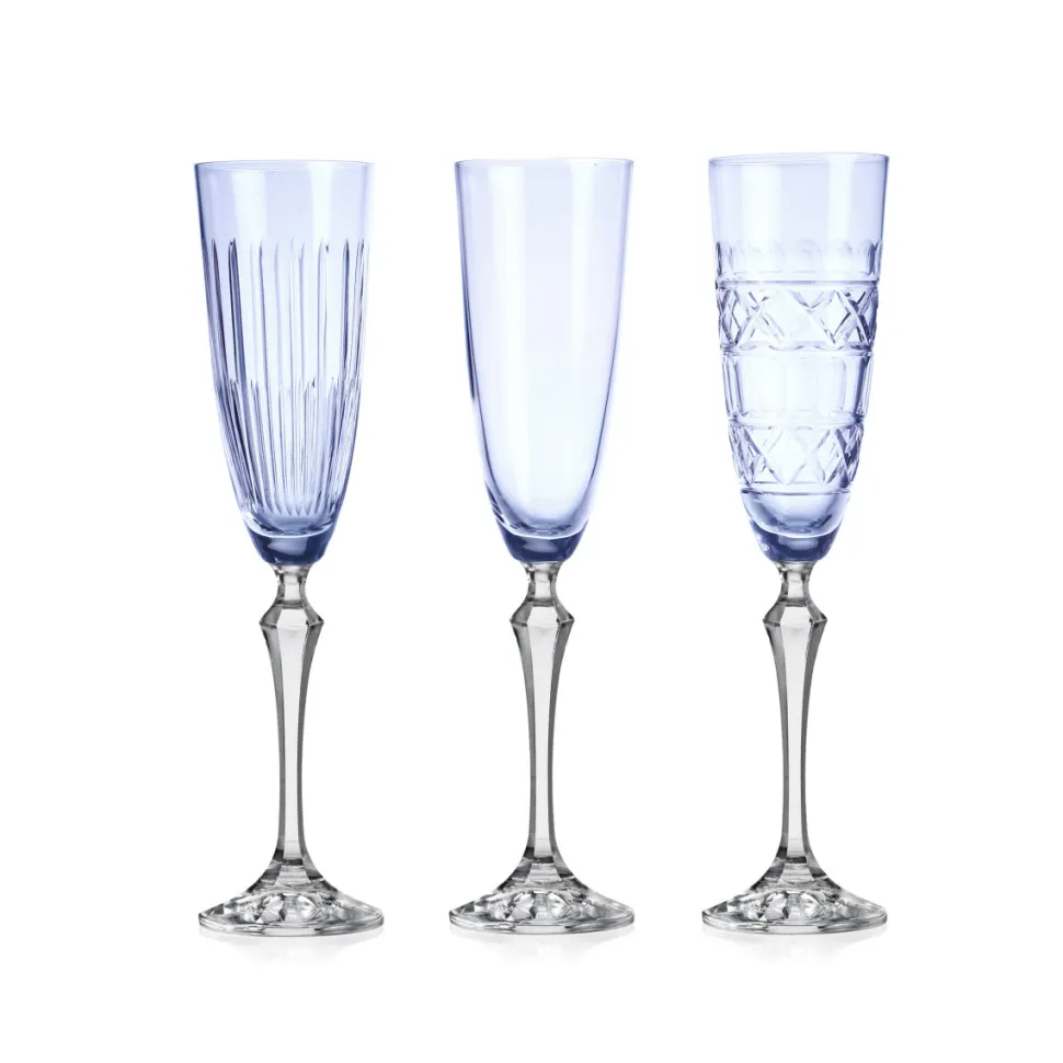 Kieliszki do szampana prosecco 3 sztuki niebieskie Veranda