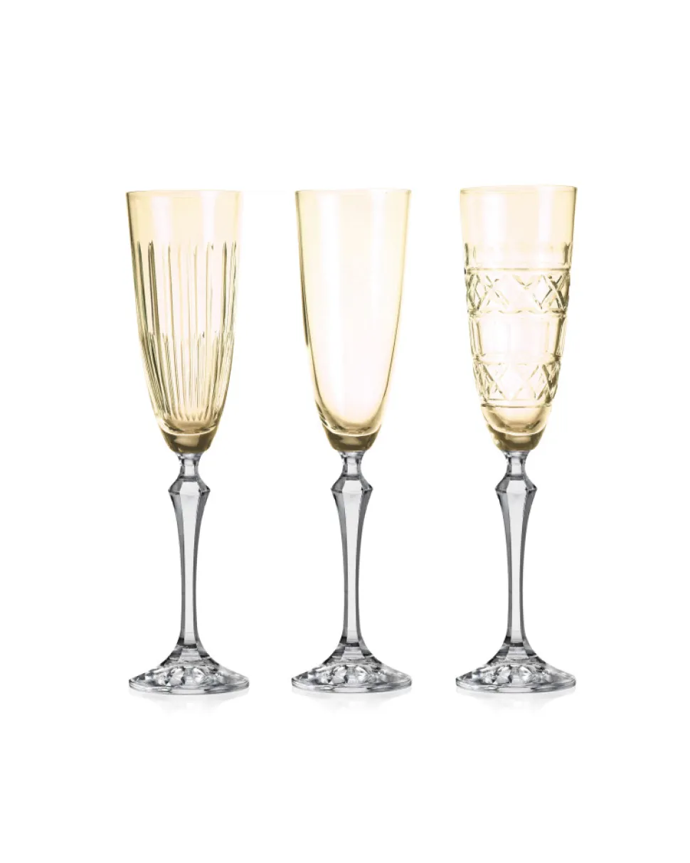 Kieliszki do szampana prosecco 3 sztuki żółte Veranda