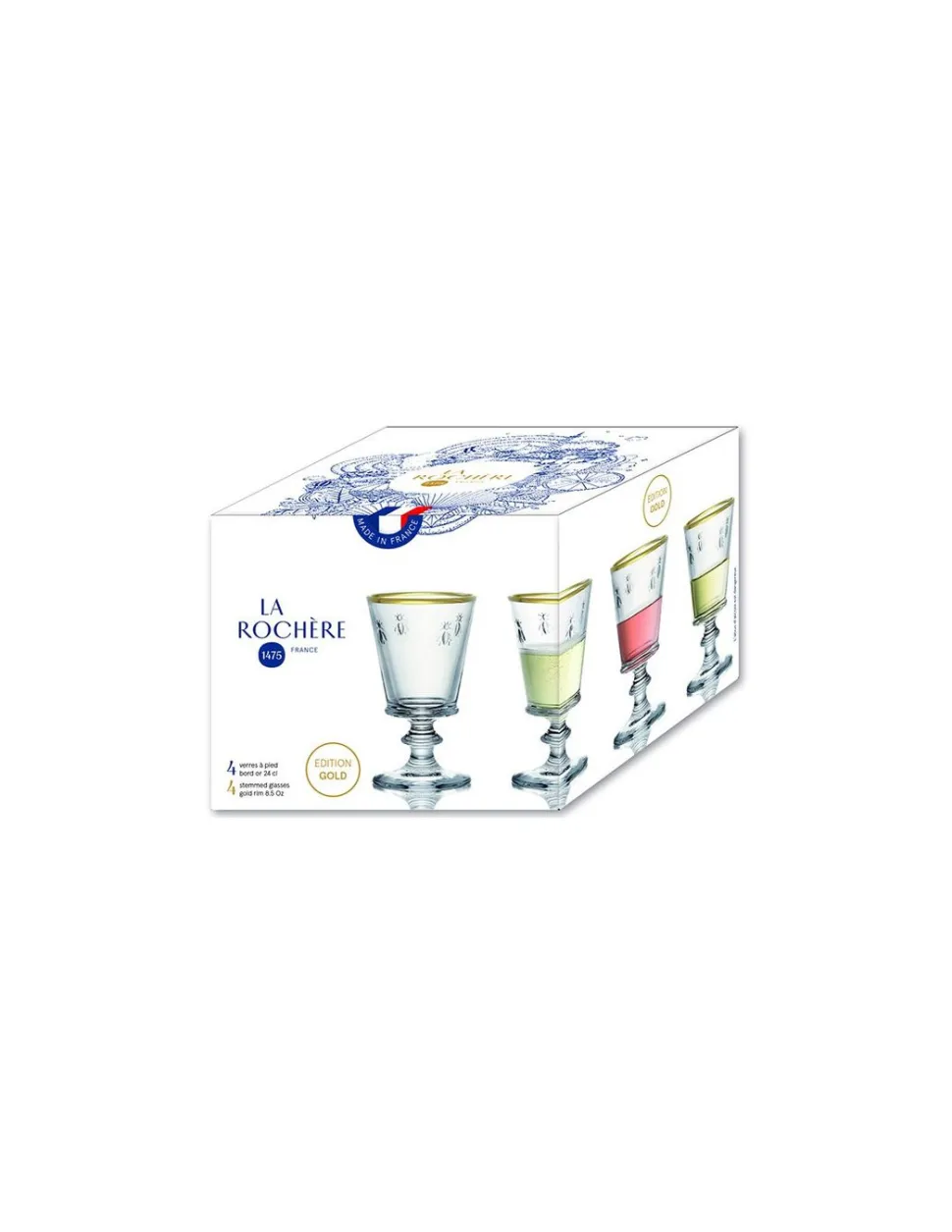 Kieliszki do wina złota obwódka 220 ml 4 szt.