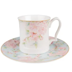 Kubek porcelanowy różowe kwiaty zestaw 6 szt.