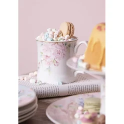 Kubek porcelanowy różowe kwiaty zestaw 6 szt.