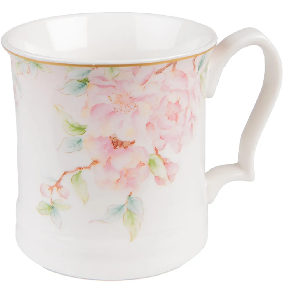 Kubek porcelanowy różowe kwiaty zestaw 6 szt.