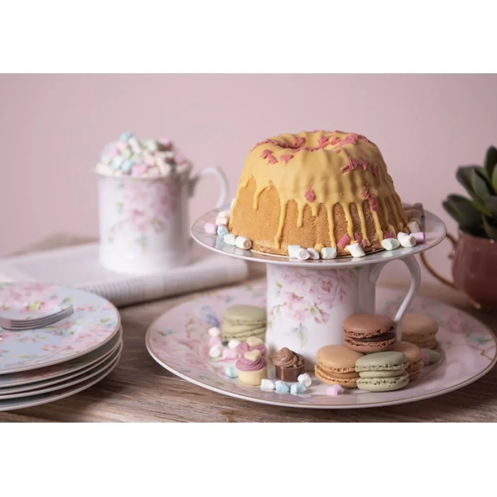 Kubek porcelanowy różowe kwiaty zestaw 6 szt.