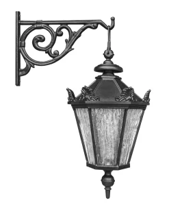 Lampa zewnętrzna kinkiet na wysięgniku lampion żeliwny
