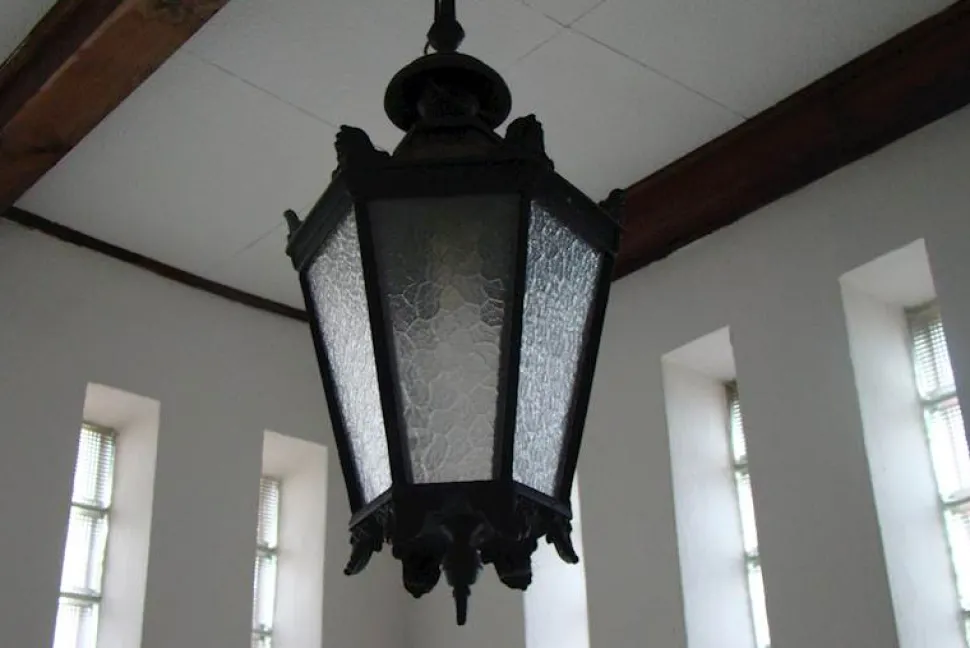 Lampa zewnętrzna sufitowa wisząca żeliwna lampion duży