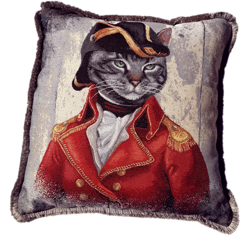 Poduszka dekoracyjna żakardowa Kot Napoleon