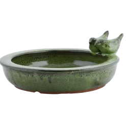 Poidełko basen dla ptaków - ceramiczne zielone