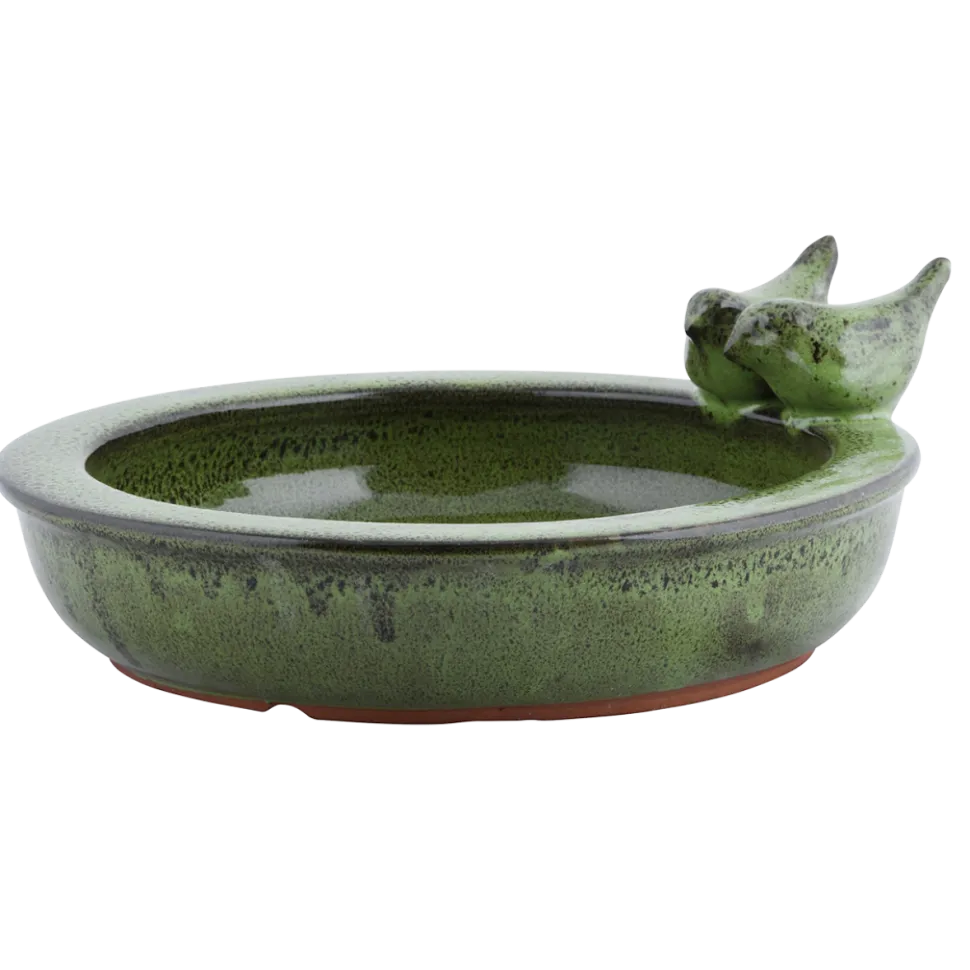 Poidełko basen dla ptaków - ceramiczne zielone
