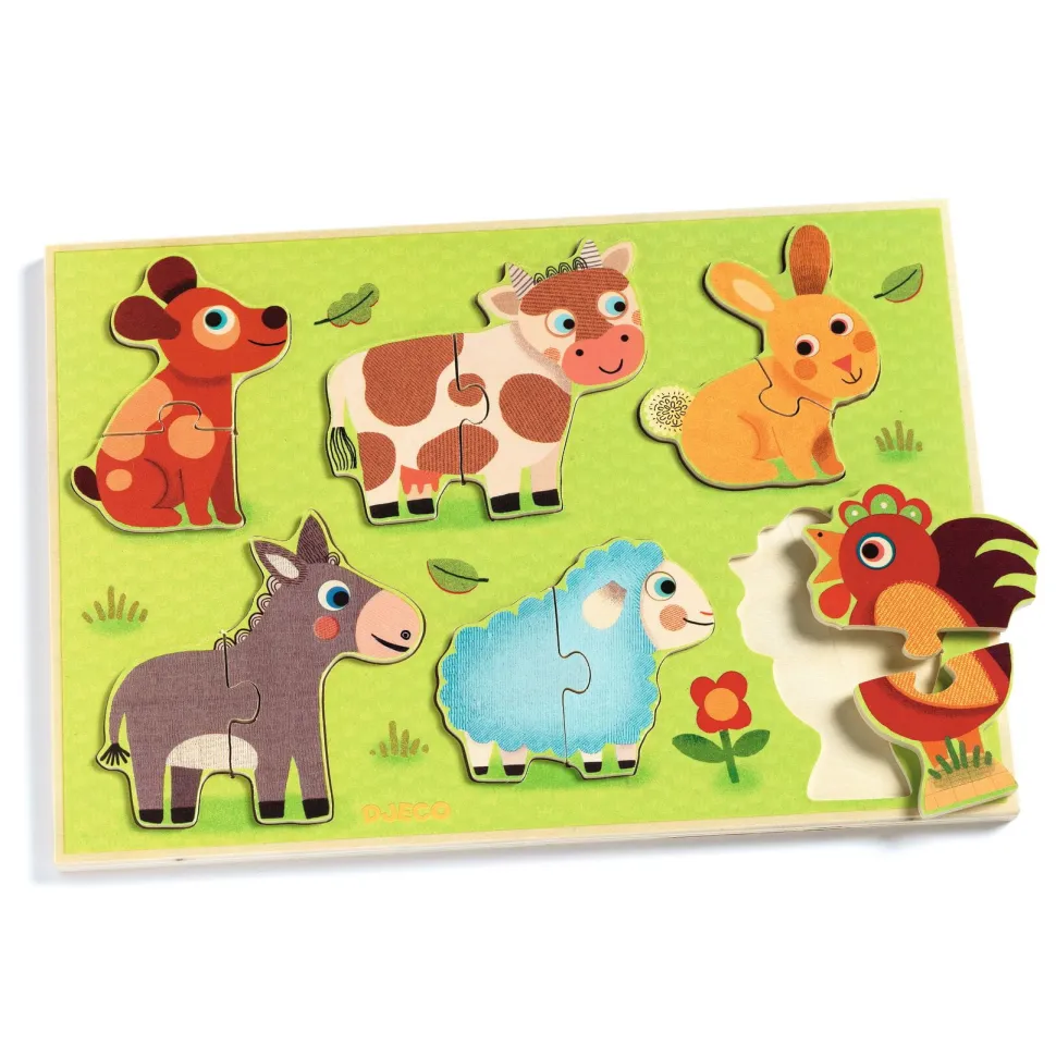Puzzle drewniane zwierzęta 18+ miesięcy Djeco