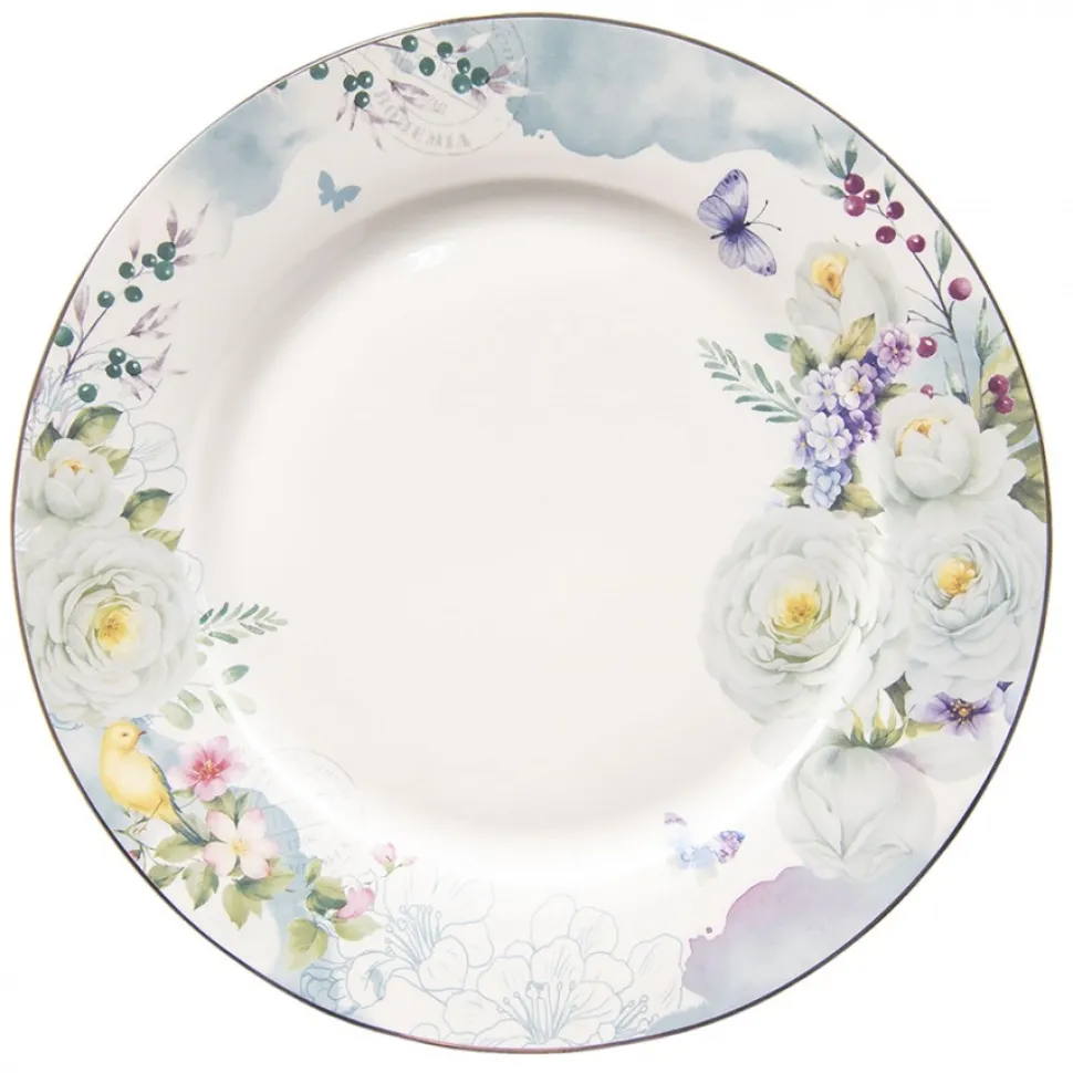 Talerz porcelanowy obiadowy Kwiaty komplet 4 szt.