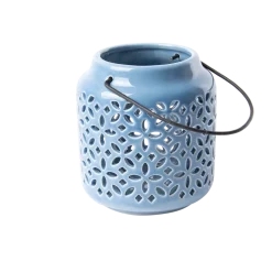 Świeczniki lampiony niebieskie ceramiczne tealight