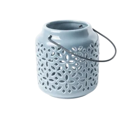 Świeczniki lampiony niebieskie ceramiczne tealight