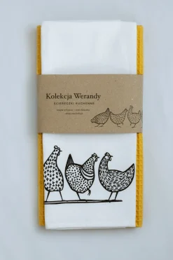 Zestaw 6 ścierek kuchennych: Łąka, Kurki, Poziomki