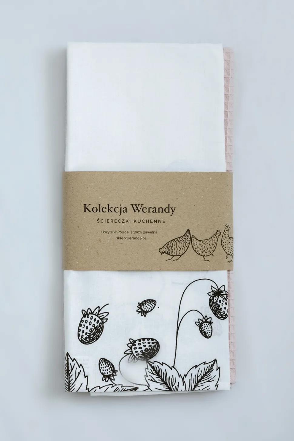 Zestaw 6 ścierek kuchennych: Łąka, Kurki, Poziomki